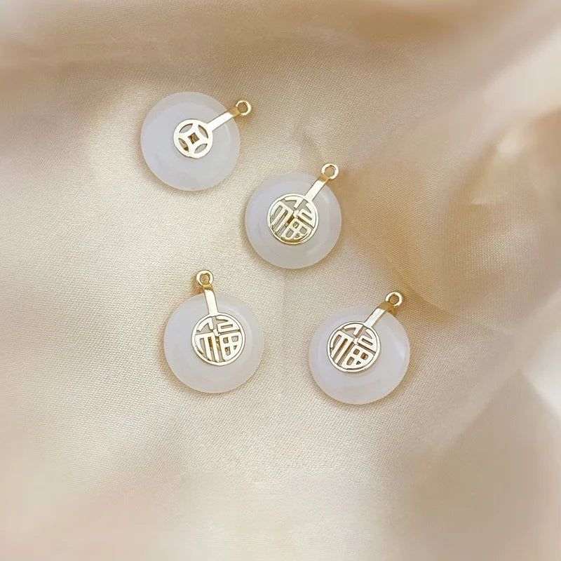 18K Gold-covered National Tide Jade Lucky Charm Chinese Jewelry Set