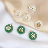 18K Gold-covered National Tide Jade Lucky Charm Chinese Jewelry Set