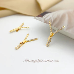 18K Zipper Shape Double Hanging Necklace Chain DIY Jewelry Material 2PCS