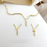 18K Zipper Shape Double Hanging Necklace Chain DIY Jewelry Material 2PCS