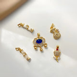 Cat's Eye Stone Bamboo Pendant Necklace DIY 18K