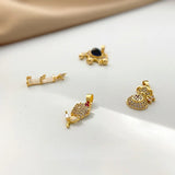 Cat's Eye Stone Bamboo Pendant Necklace DIY 18K