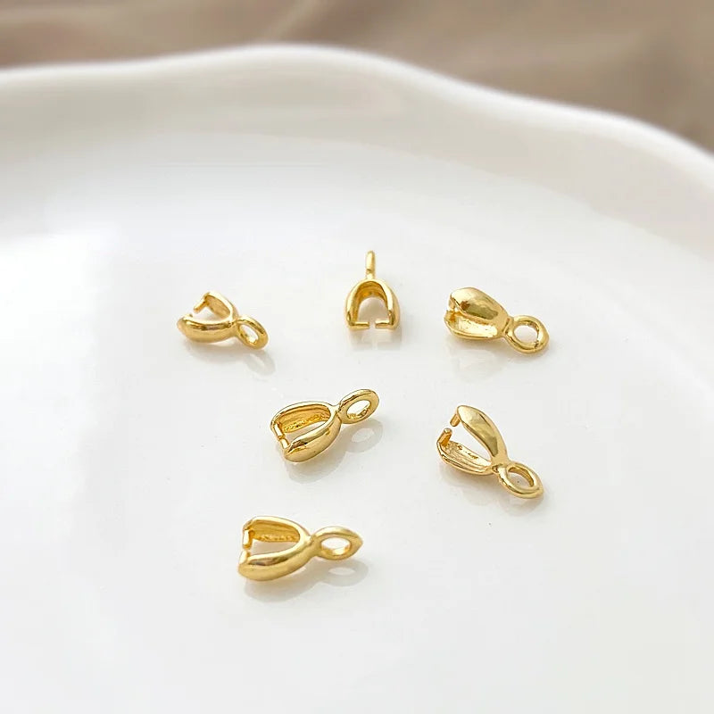 18K Melon Seed Plum Leaf Clip Clasp DIY Necklace Pendant