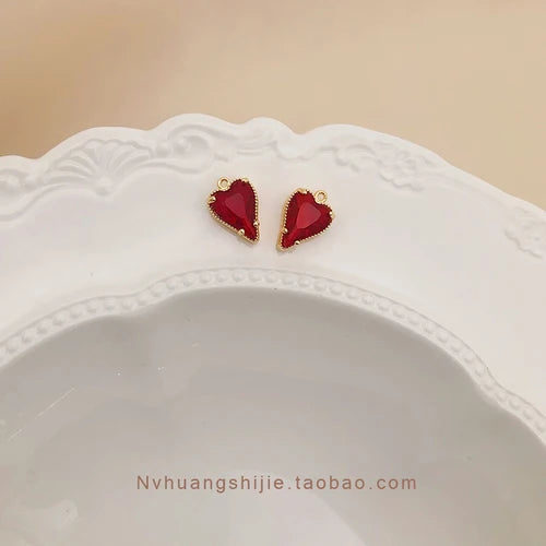 18K Red Zircon Love Pendant DIY Jewelry Set