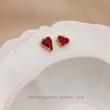 18K Red Zircon Love Pendant DIY Jewelry Set