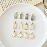 18K Electroplated Moon Shell Pendant DIY Earrings Necklace Accessories