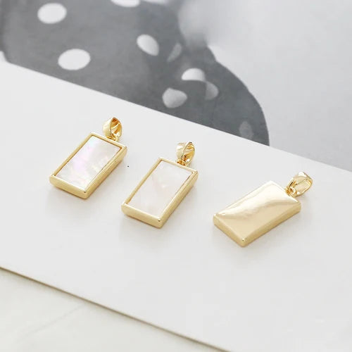 18K Electroplated Moon Shell Pendant DIY Earrings Necklace Accessories