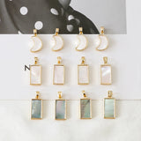 18K Electroplated Moon Shell Pendant DIY Earrings Necklace Accessories