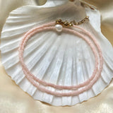 18KGF Glass Bead Choker Necklace Baroque Pearl Charm Freshwater Pearl