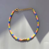 18KGF Colorful Stone Beads Bracelets Set Hand Jewelry Bangle Party Gift