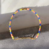 18KGF Colorful Stone Beads Bracelets Set Hand Jewelry Bangle Party Gift