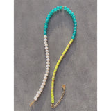 18KGF Pearl Necklace Green Aventurine Stone Choker