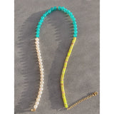 18KGF Pearl Necklace Green Aventurine Stone Choker