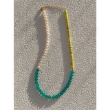 18KGF Pearl Necklace Green Aventurine Stone Choker