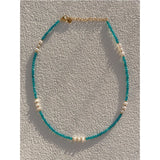 18KGF Faceted Stone Beaded Collar Pearl Jewelry