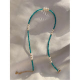 18KGF Faceted Stone Beaded Collar Pearl Jewelry