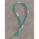 18KGF Faceted Stone Beaded Collar Pearl Jewelry