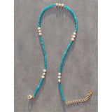 18KGF Faceted Stone Beaded Collar Pearl Jewelry