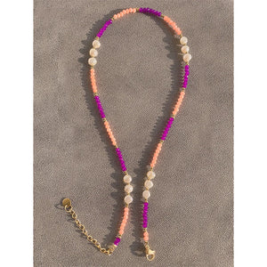 18KGF Natural Crystal Pearl Beads Choker Necklace
