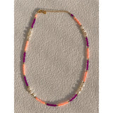 18KGF Natural Crystal Pearl Beads Choker Necklace