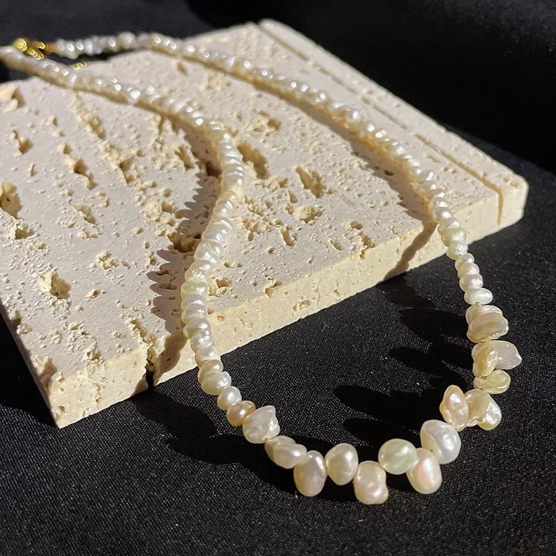 18KGF Freshwater Pearl Choker Necklace Baroque Pearl Wedding