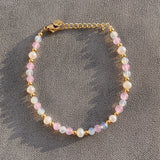 18KGF Natural Pink Stone Freshwater Pearls Bracelet