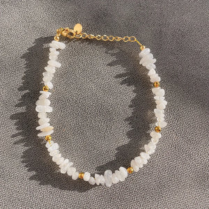 18KGF Natural Chip Stone Beads Bracelet for Women Chain
