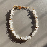 18KGF Natural Chip Stone Beads Bracelet for Women Chain