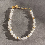 18KGF Natural Chip Stone Beads Bracelet for Women Chain