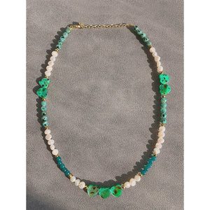 18KGF Freshwater Pearl Necklace Bohemian Beach Jewelry Women Stone Choker