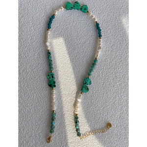 18KGF Freshwater Pearl Necklace Bohemian Beach Jewelry Women Stone Choker