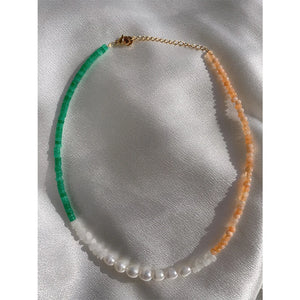 18KGF Freshwater Pearl Stone Choker Necklace