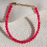 18KGF Red Stone Beads Bracelet Natural Crystal Health Jewelry
