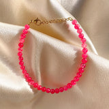 18KGF Red Stone Beads Bracelet Women Crystal Love Health Jewelry