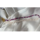 18KGF Nature Stone Choker Necklaces Freshwater Pearl Beaded Chockers