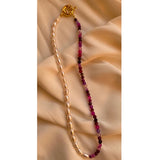 18KGF Nature Stone Choker Necklaces Freshwater Pearl Beaded Chockers