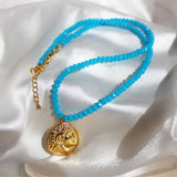 18KGF Crystal Beads Pendant Necklace Female Jewelry Women Necklaces Bijoux Femme