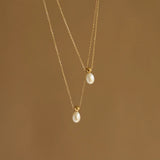 18KGF Stainless Steel Pearl Charms Pendant Necklaces for Women