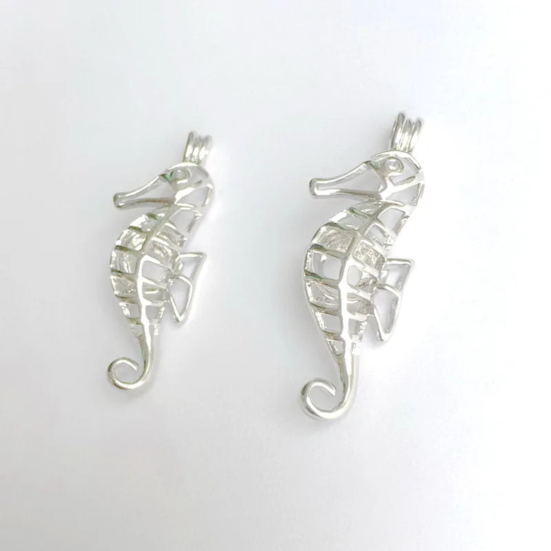 18KGP Sea Horse Cage Locket Pendant for DIY Jewellery