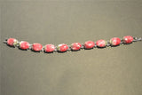18KGP Silver Egg Shaped Peach Nephrite Jade Chain Bracelet