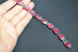 18KGP Silver Egg Shaped Peach Nephrite Jade Chain Bracelet
