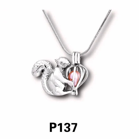 Squirrel Locket Cage Pendant Finding for Pearl Gem Bead Necklace P137