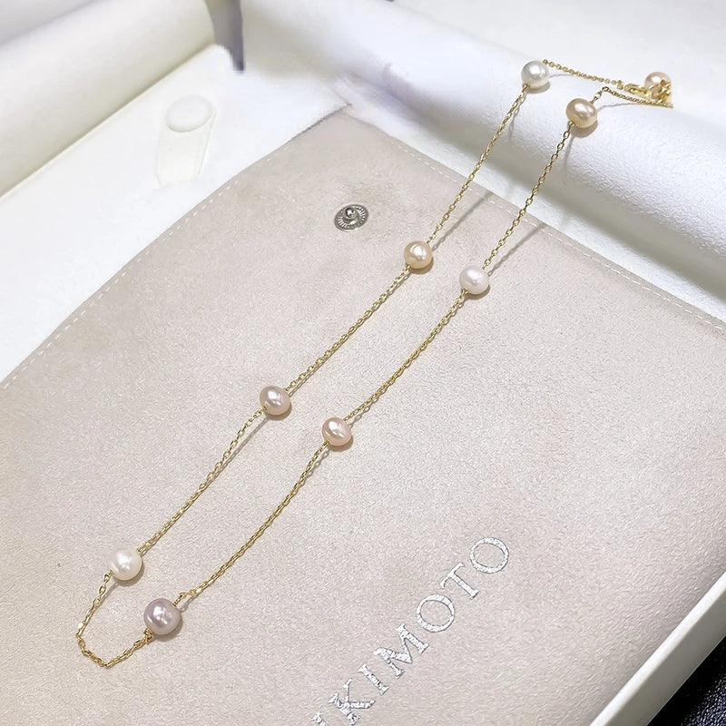 18KGP Baby's Sky Freshwater Pearl Clavicle Necklace