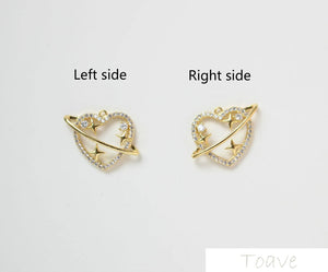 18K Gold Inlaid Diamond Pink Heart Pendant DIY Accessory Set