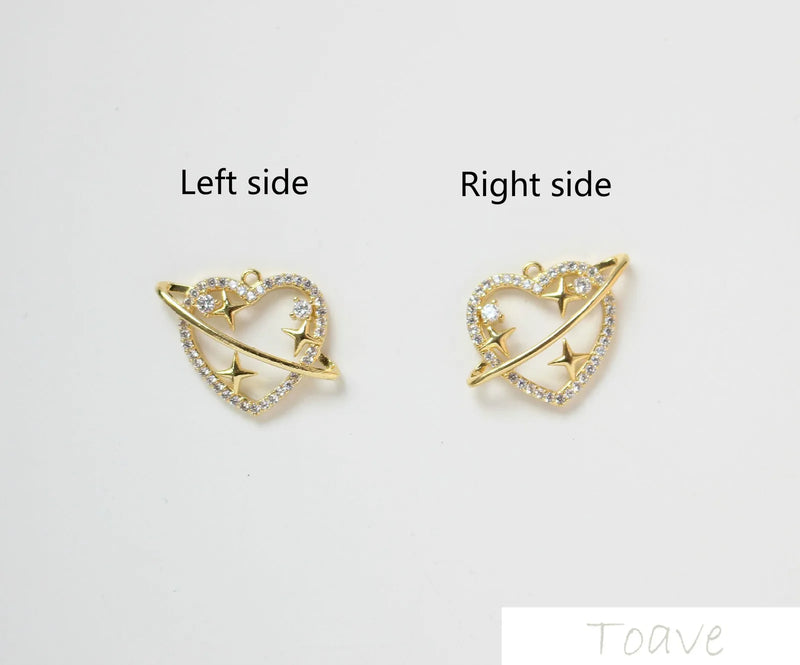 18K Gold Inlaid Diamond Pink Heart Pendant DIY Accessory Set