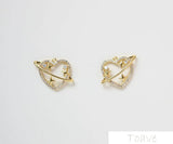 18K Gold Inlaid Diamond Pink Heart Pendant DIY Accessory Set