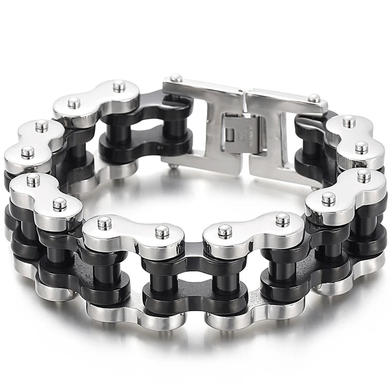18MM Stainless Steel Bikers Bracelet Rock And Roll