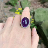 Natural Amethyst Ring Adjustable Female Big Stone Ring