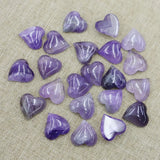 18MM Natural Amethyst Heart Stone Reiki Crystal Charm Energy Healing Gemstone