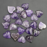 18MM Natural Amethyst Heart Stone Reiki Crystal Charm Energy Healing Gemstone